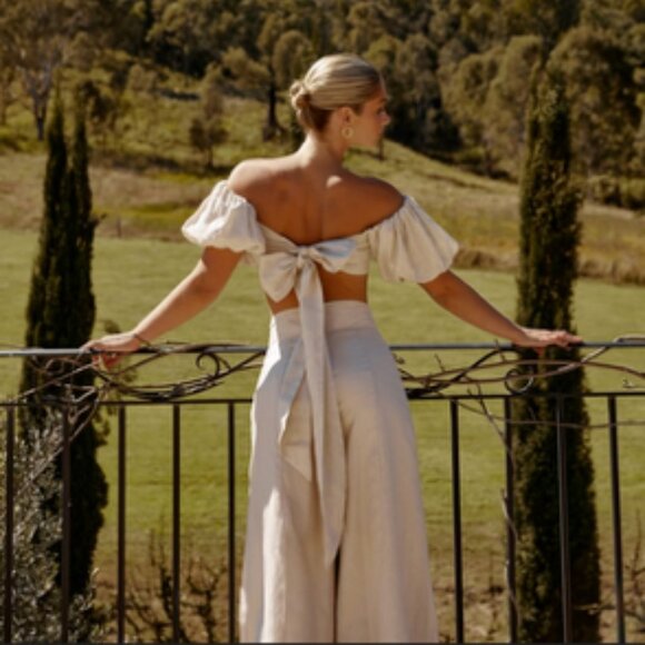 DISSH Aisle Pearl Linen Wide Leg Pant, Size US 4 - Picture 3 of 8